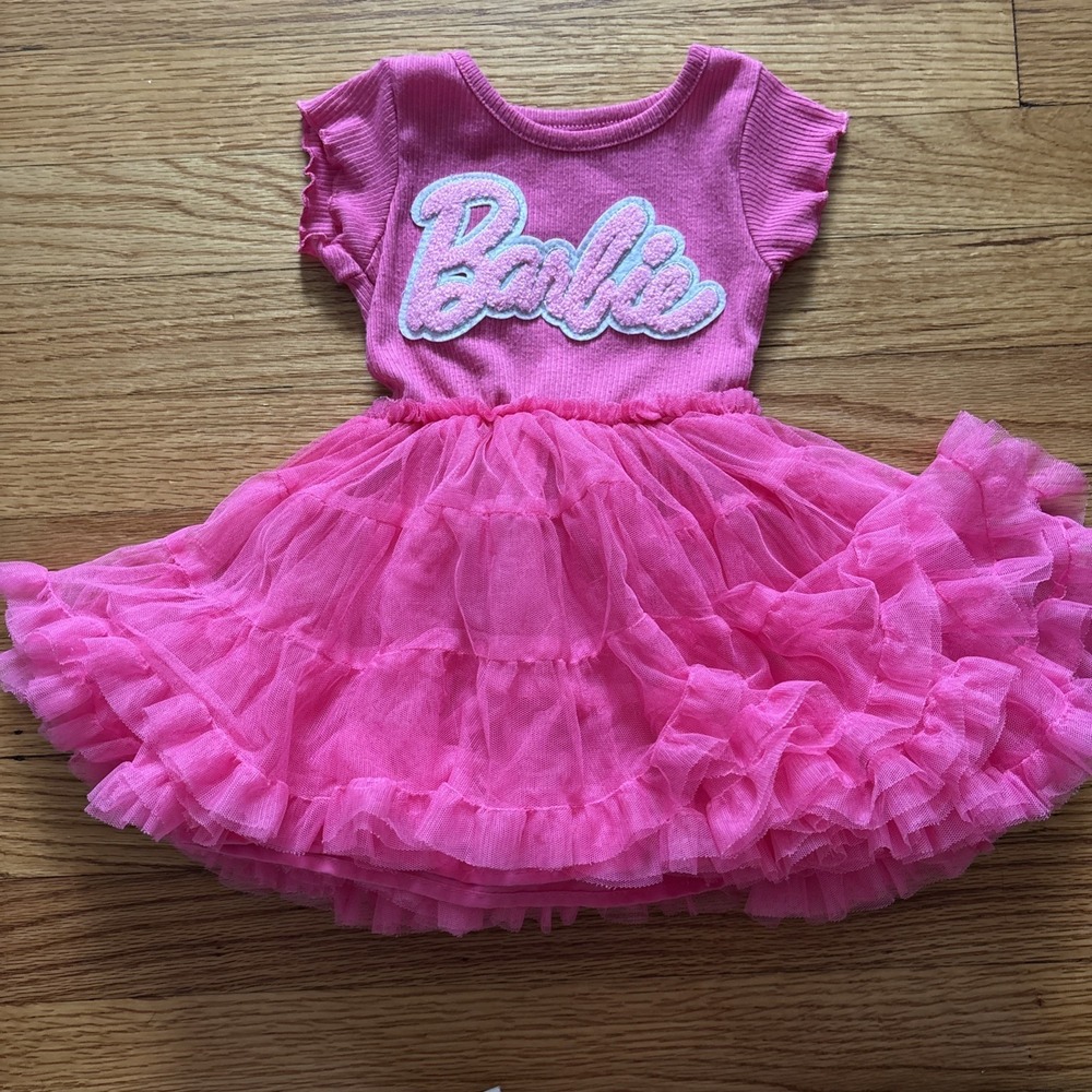 Pink Barbie Girl Tulles Short Sleeve Dress Size 12M Excellent‎
